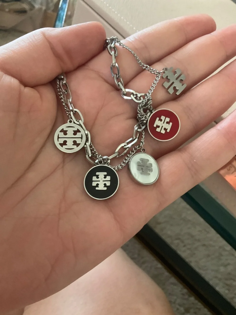 Tory Burch Silver Multi-Charm Bracelet